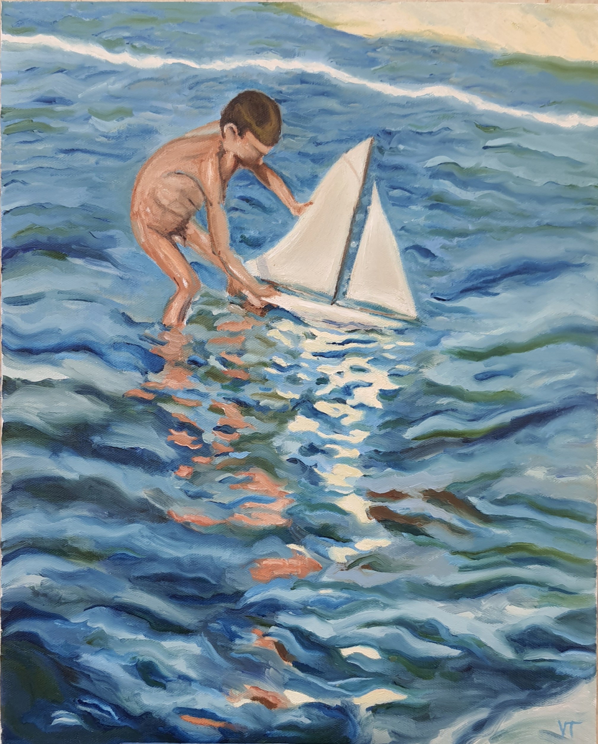 Boy playing in the water
